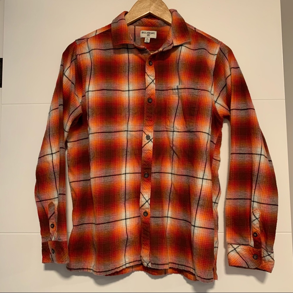 Billabong | Orange/Red Plaid Flannel Shirt